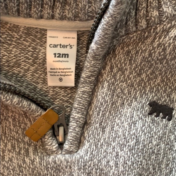 Baby boy clothes - gray sweaters, henley - Picture 2 of 4